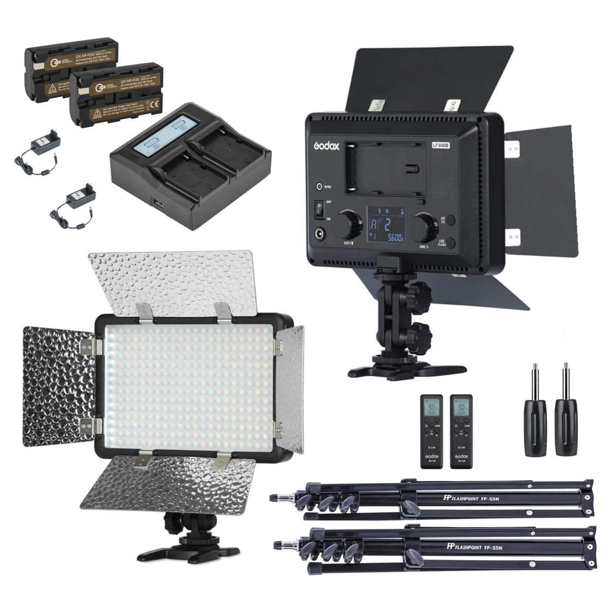 Godox - LF308BI 2-Light Variable Color LED Video Light with Flash Sync Kit, Includes Light Stands and Battery price history on PriceWatchPro