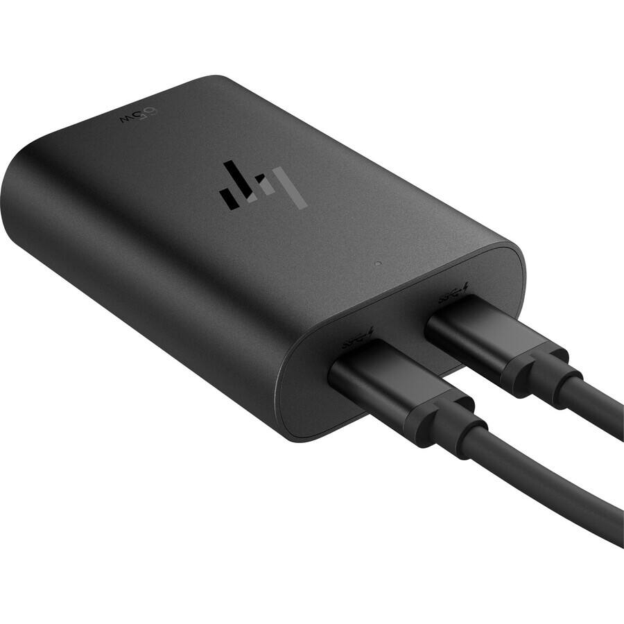 Alt View 3. HP - HP 65W GaN USB-C Laptop Charger - 65 W - 5 V DC, 9 V DC, 12 V DC, 15 V DC, 20 V DC Output - Black.
