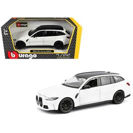 2023 BMW M3 Touring White with Black Top 1/24 Diecast Model Car by Bburago