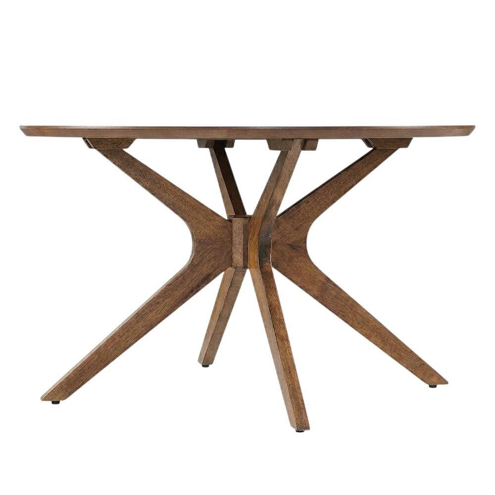 Back. FurniFact - Round Wood Coffee Table with Modern Design and Sturdy Base - Brown.