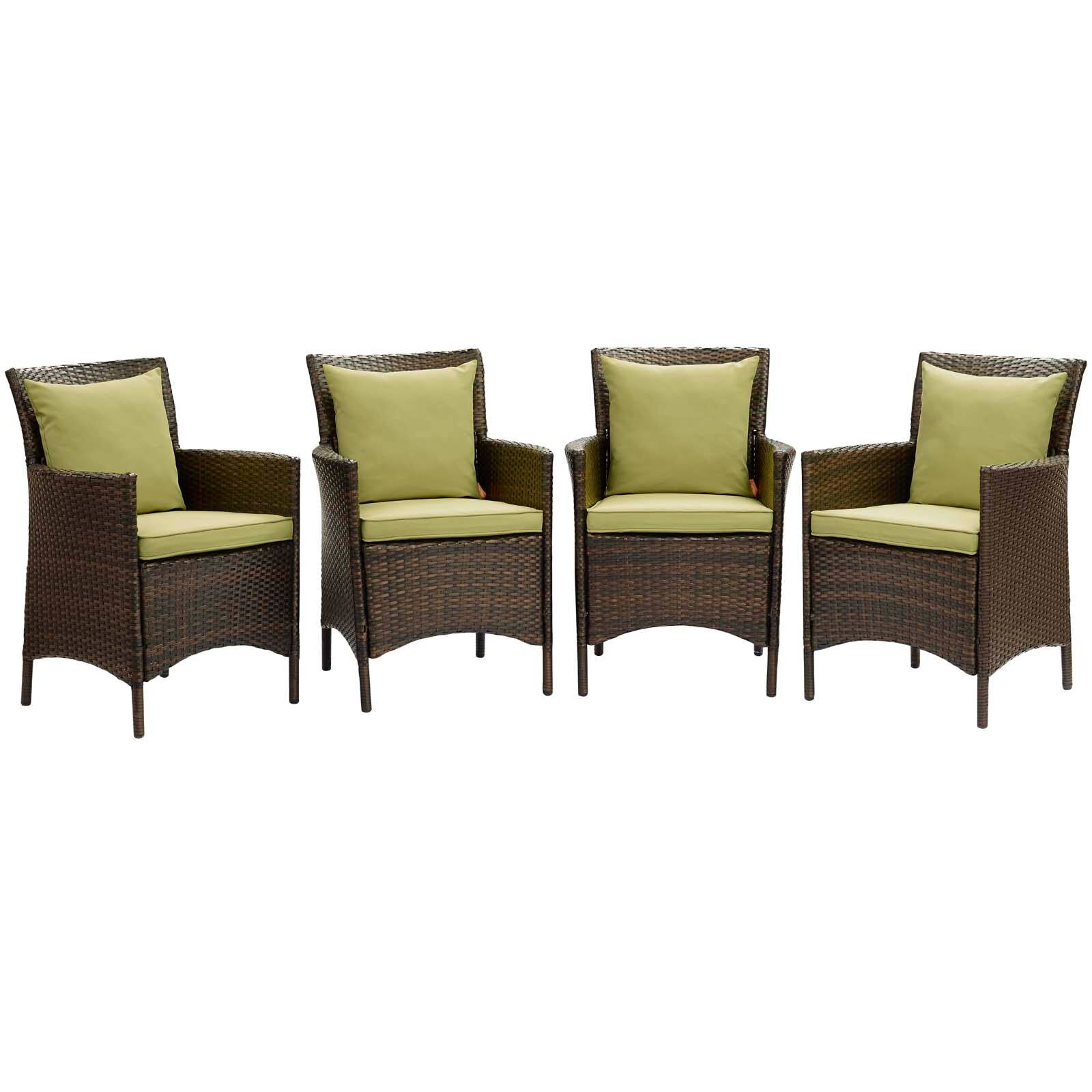 Front. Modway - Conduit Outdoor Wicker Rattan Dining Armchair Set of 4 by Modway - Brown Peridot.