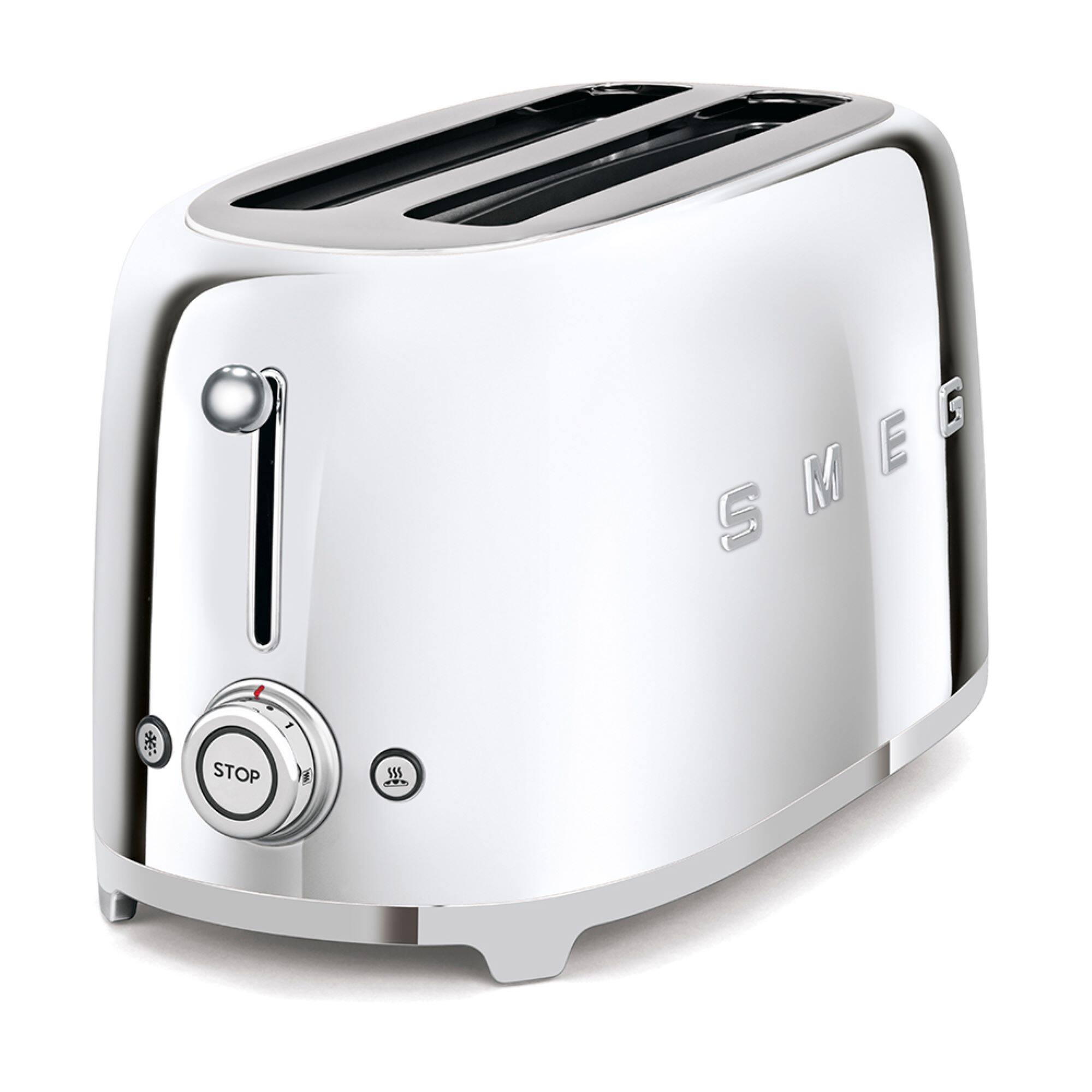 Angle. SMEG - TSF02 4-Slice Long Wide-Slot Toaster - Stainless Steel.