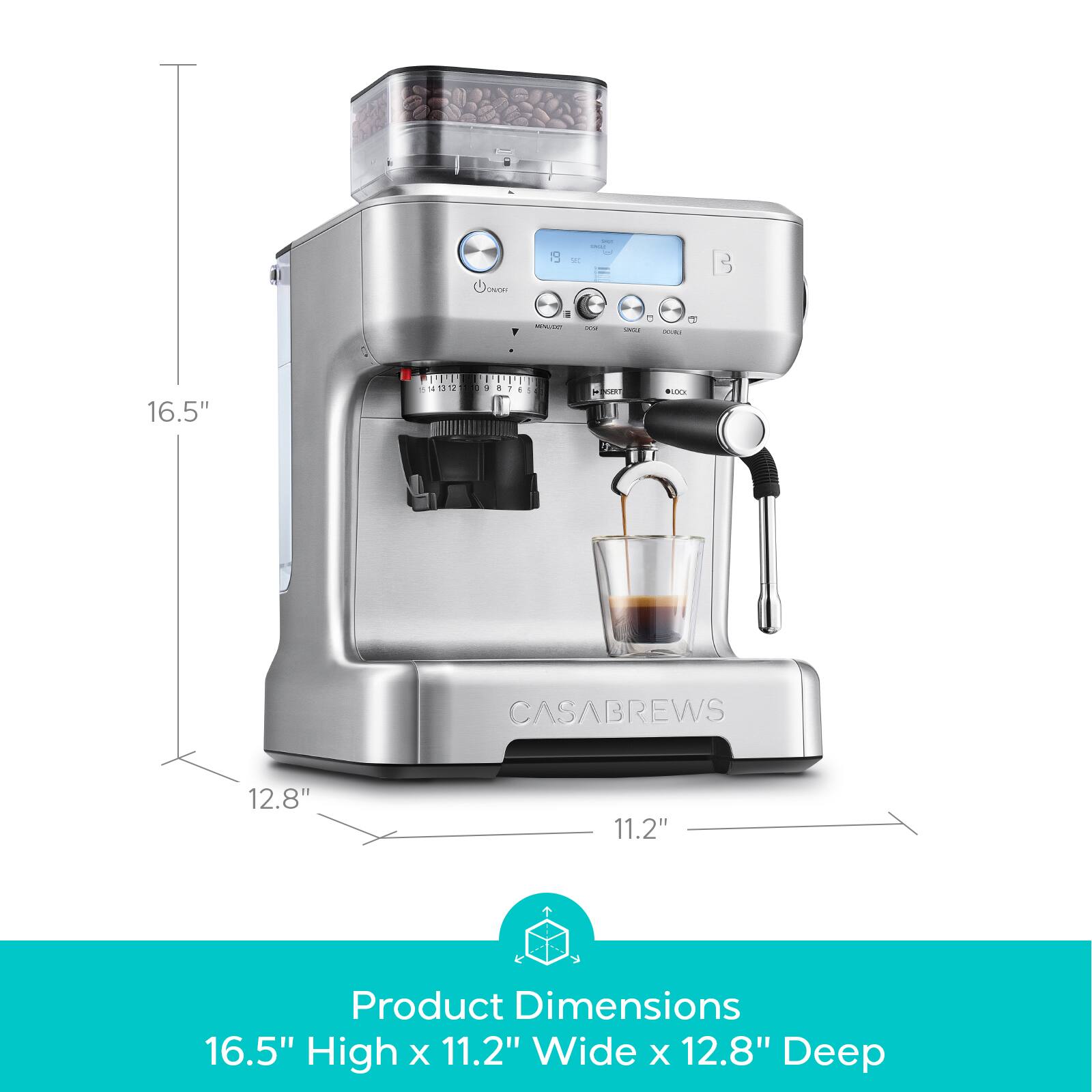 Dowen UNTE - T .. - - 16.5" 141312 14 d + d 1 - ER - CASABREWS 12.8" 11.2" Product Dimensions 16.5" High x 11.2" Wide x 12.8" Deep