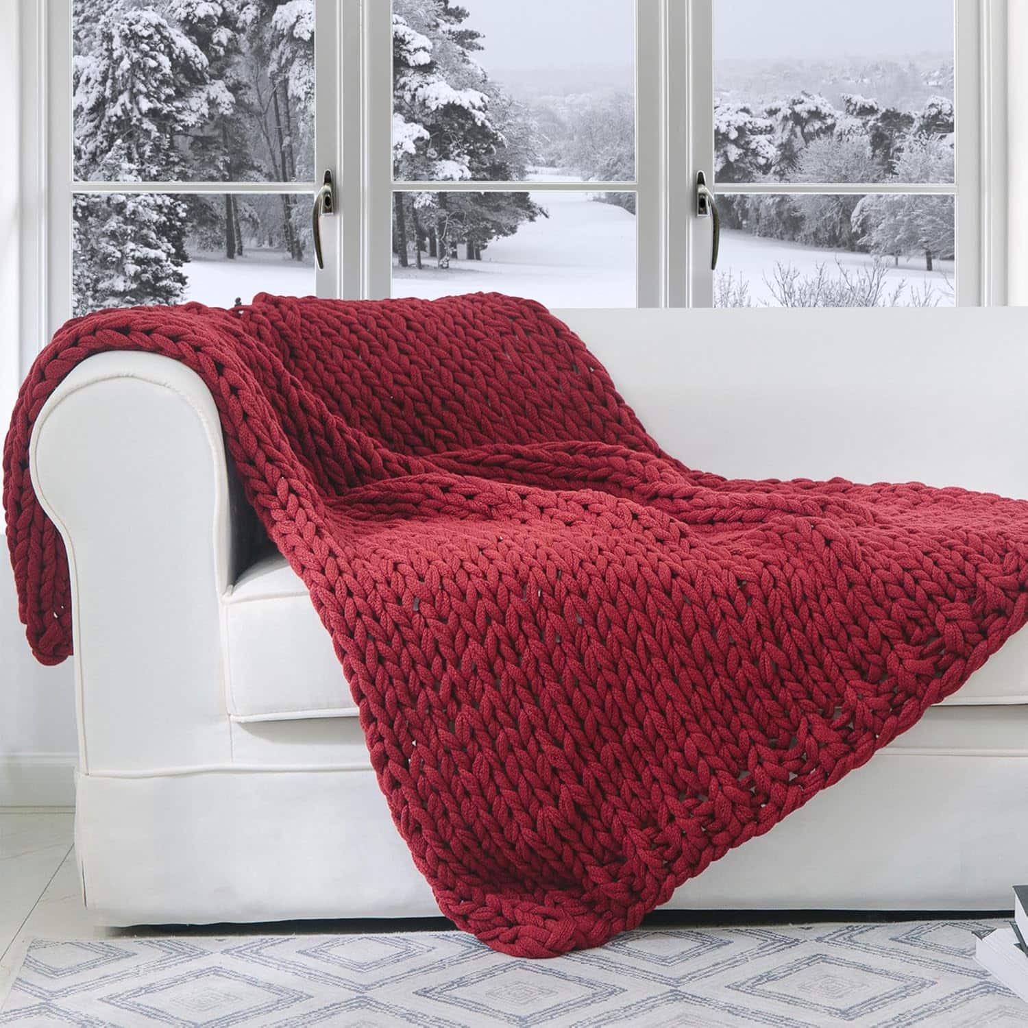 Cheer Collection - Ultra Soft Knit Throw Blanket with Fringe Edges Lightweight and Cozy 50 x 60 Inches - Burgundy price history on PriceWatchPro