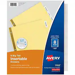 Avery - WorkSaver Insertable Tab Index Dividers, 8-Tab, 8-1/2 x 11, 24 Sets/Box - Clear