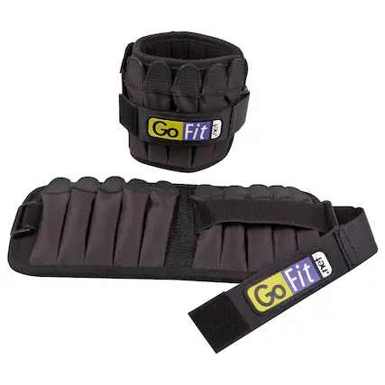 Angle. GoFit - Padded Pro Ankle Weights - Black.