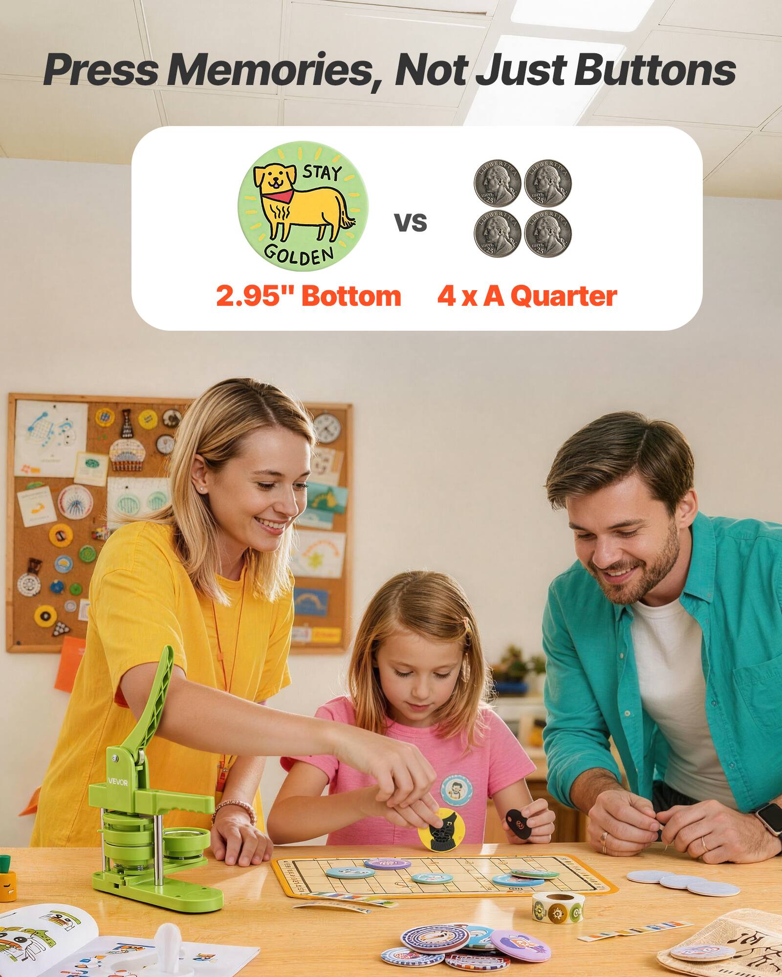 Press Memories, Not Just Buttons

STAY vs GOLDEN

2.95" Bottom vs 4 x A Quarter

VEVOR