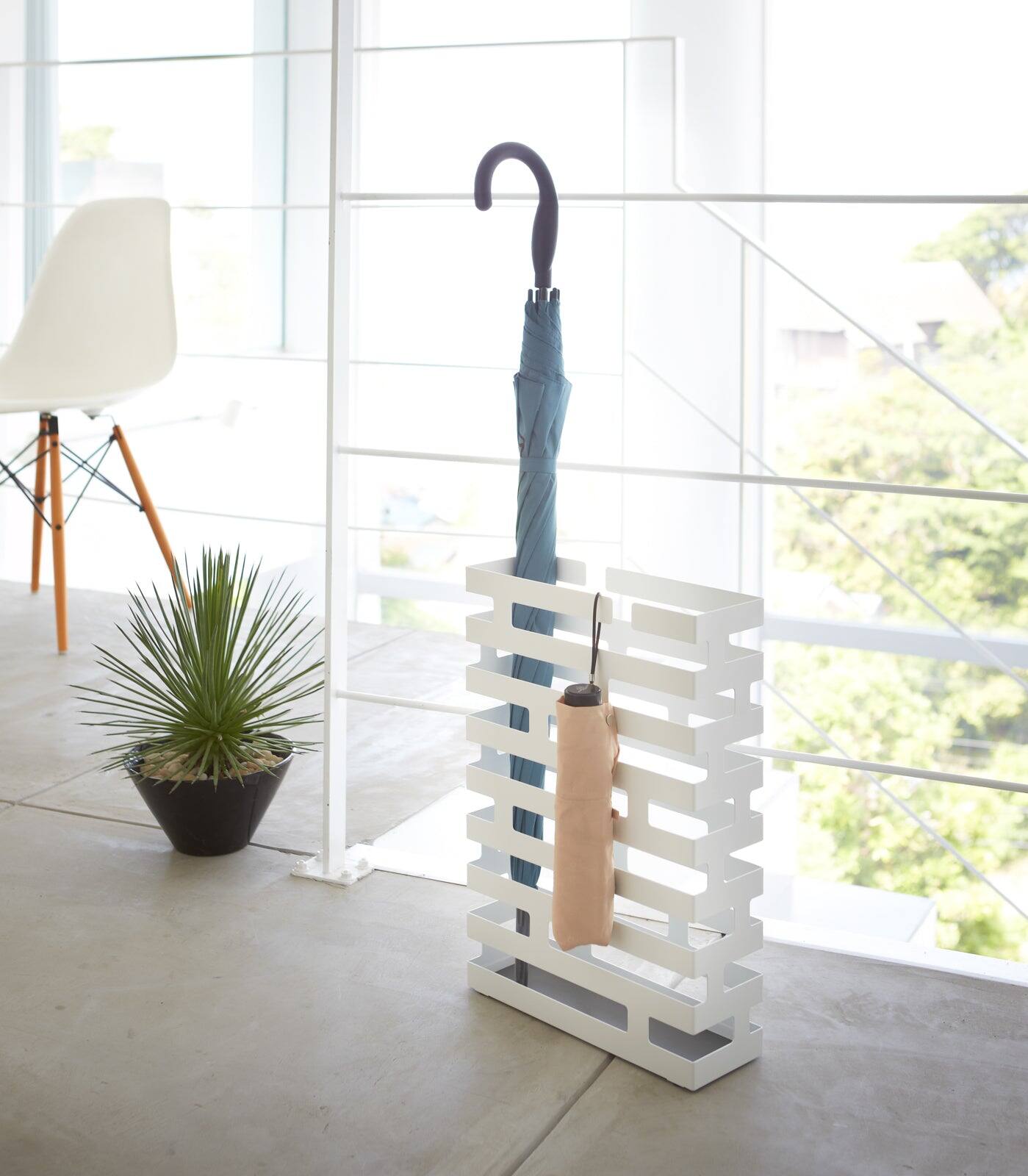 Angle. Yamazaki Home - Umbrella Stand - Rectangle - Steel - Wit.