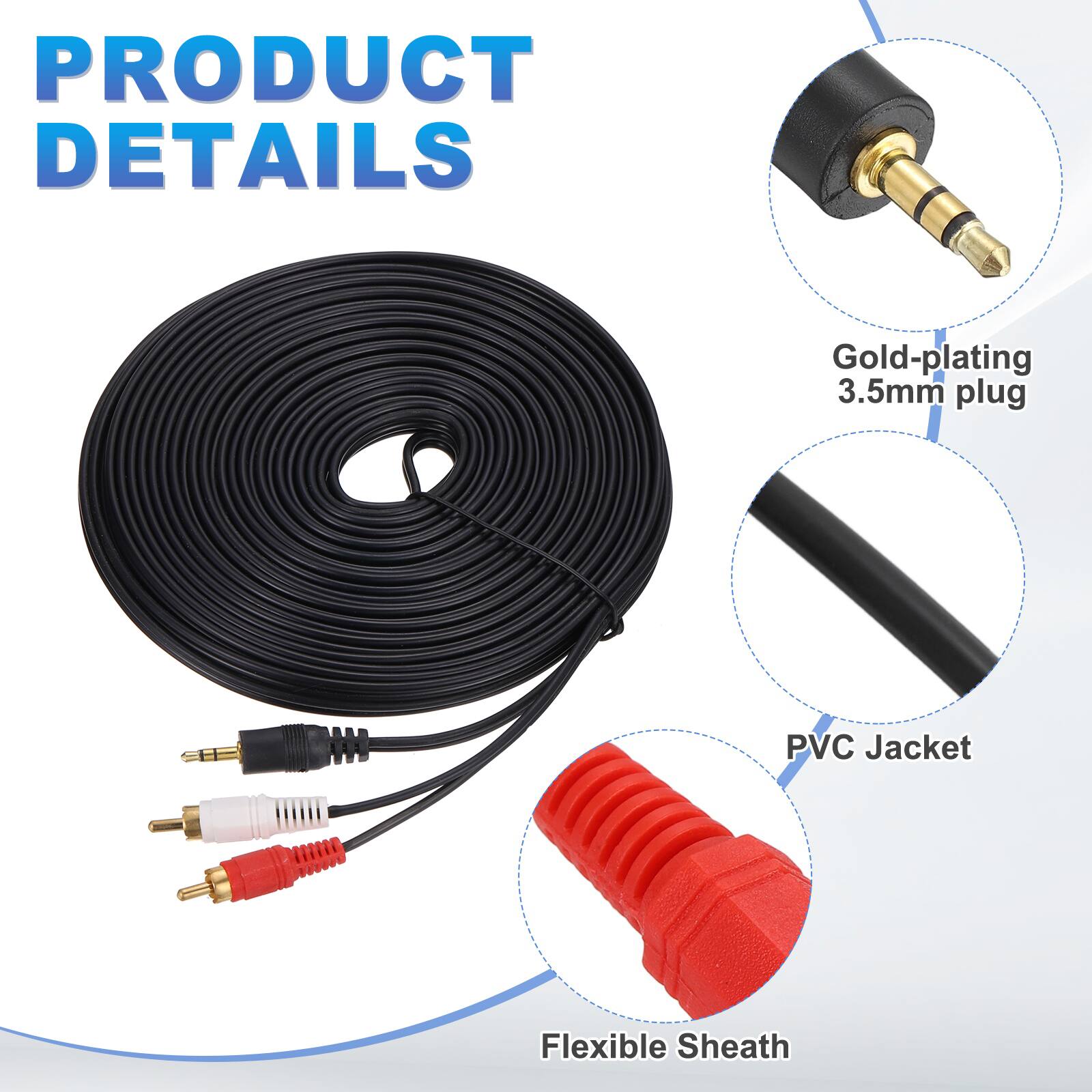PRODUCT DETAILS

- Gold-plating 3.5mm plug
- PVC Jacket
- Flexible Sheath