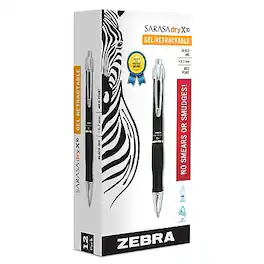 Zebra - Sarasa Dry X10 Retractable Gel Pen, Medium Point, 0.7mm, Ink, Dozen - Black