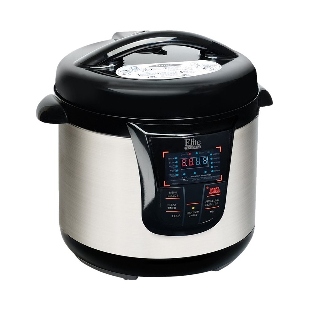 Elite Platinum EPC-808SS 8 qt Electric Stainless Steel Pressure Cooker with  13 Functions 