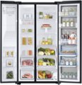 Alt View Zoom 1. Samsung - 21.5 Cu. Ft. Side-by-Side Counter-Depth Fingerprint Resistant Refrigerator with Food ShowCase - Black stainless steel.