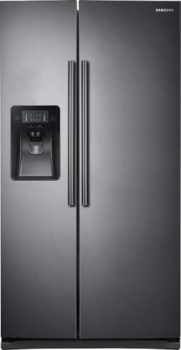 Samsung - 24.5 Cu. Ft. Side-by-Side Fingerprint Resistant Refrigerator - Black stainless steel