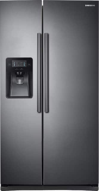 Samsung 24 5 Cu Ft Side By Side Fingerprint Resistant Refrigerator Black Stainless Steel Rs25j500dsg Aa Best Buy