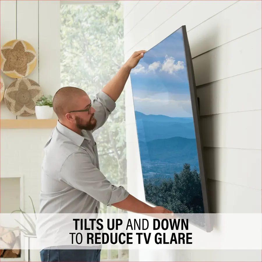 Tilts up and down to reduce TV glare.
