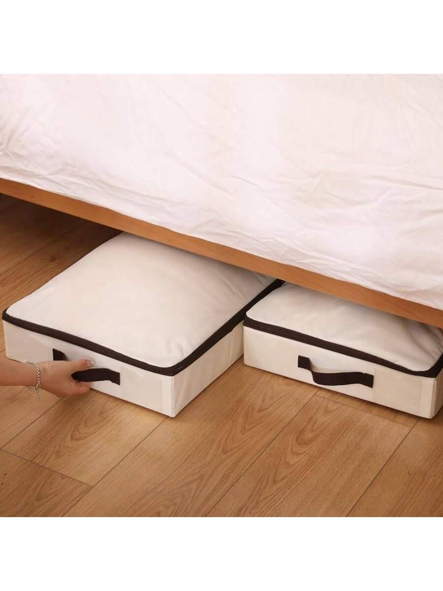 Alt View 4. Live At Space - 4 Foldable Underbed Storage Closet Organizers and storage bins, Under Bed Garment Bins, Folding Washable, Soft Zip Lid, - Initial.