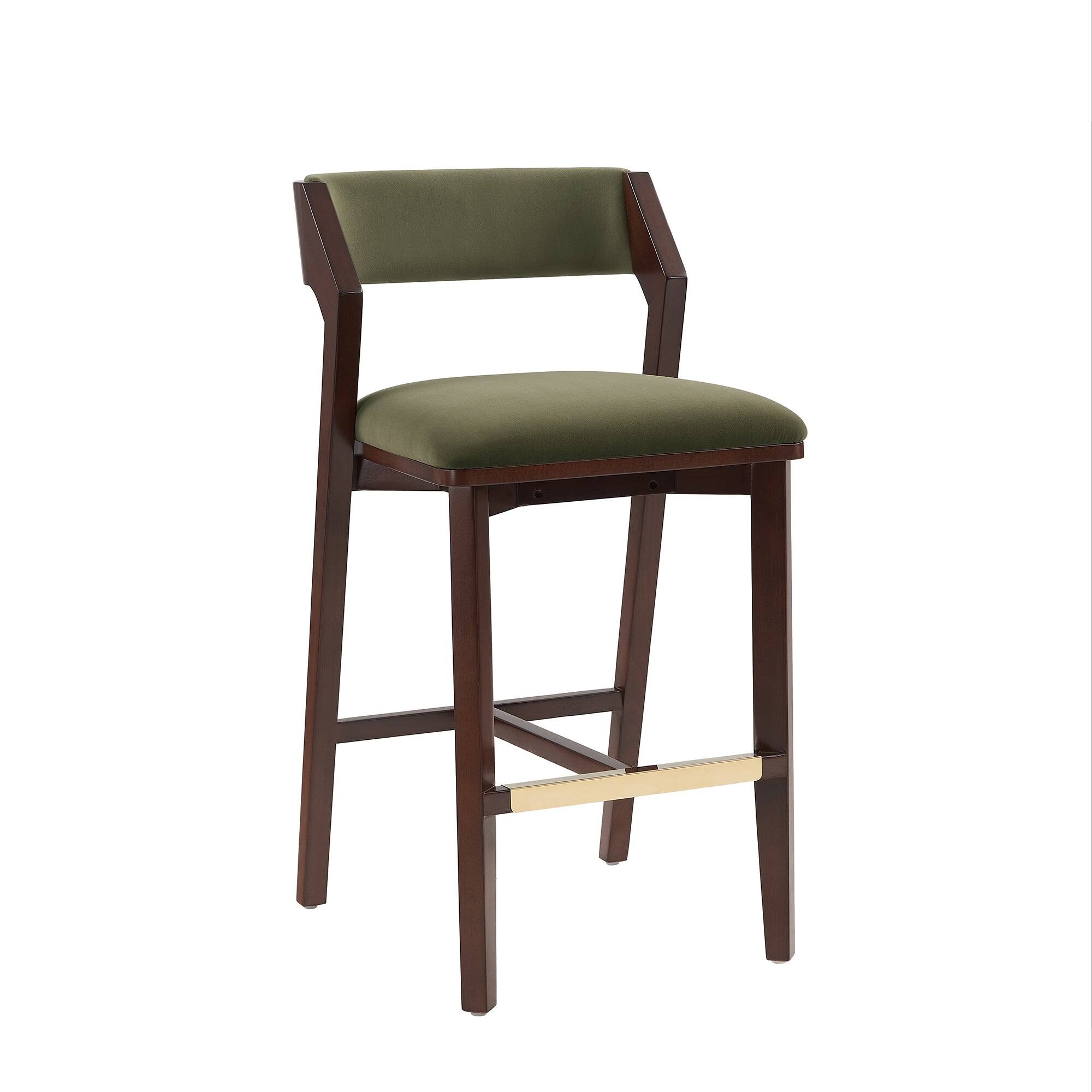 Alt View 2. Manhattan Comfort - Patricia Modern Wood Upholstered Barstool - Set of 2 - Turtle Green.