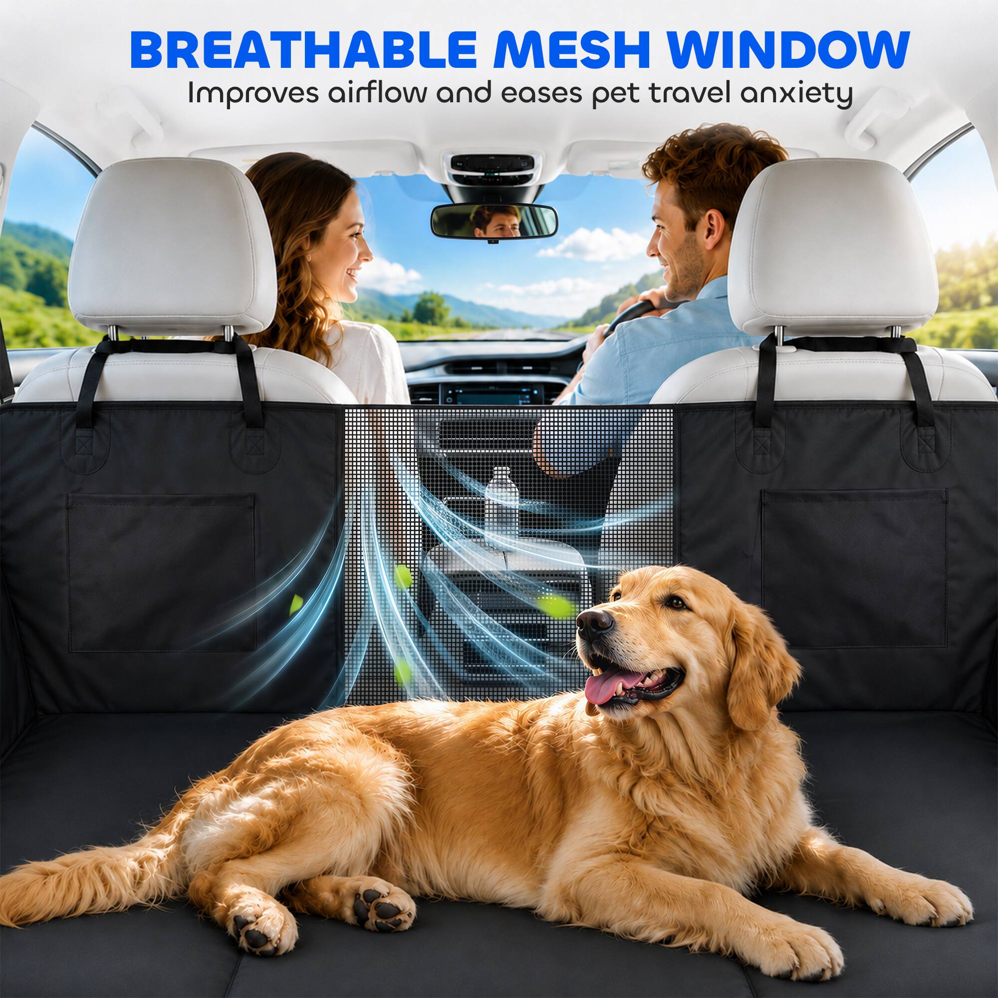 BREATHABLE MESH WINDOW  
Improves airflow and eases pet travel anxiety