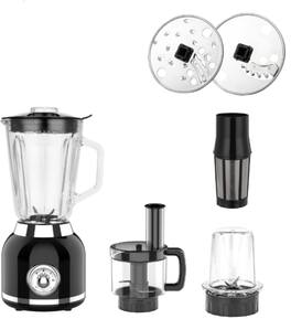 WHALL - Multi-Functional 6-in-1 Food Processor 600W - Blender Juicer Meat Grinder Slicer Shredder Soy Milk Maker for Kitch - Black