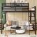 Back. GOODSILO - Full Size Metal Loft Bed with Storage Shelves and Ladder for Kids and Teens - Black.