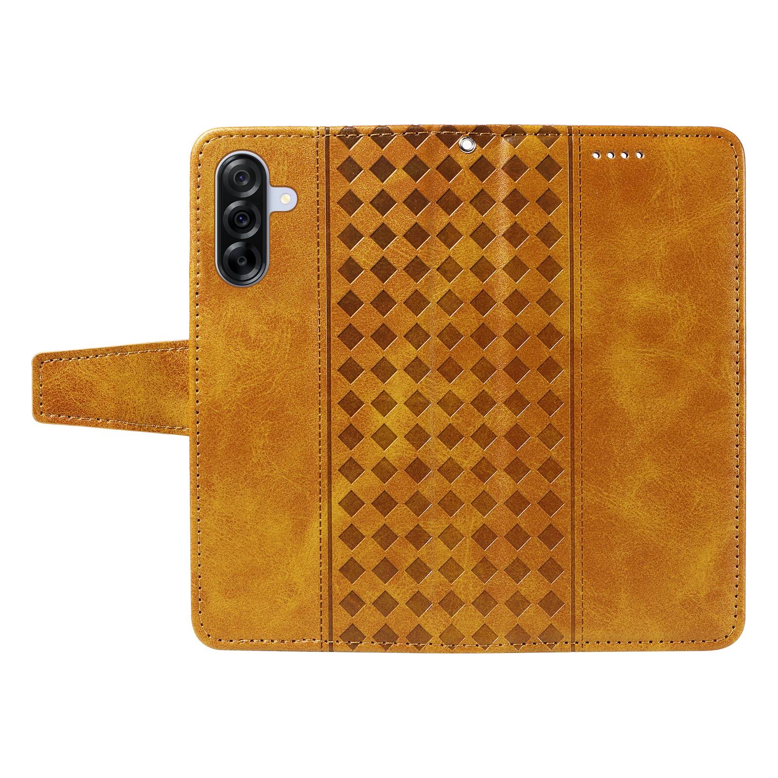 Alt View 8. Dteck - For Samsung Galaxy A17 5G Shockproof Leather Folio Kickstand Card Slots Wallet Case with Strap - Yellow.