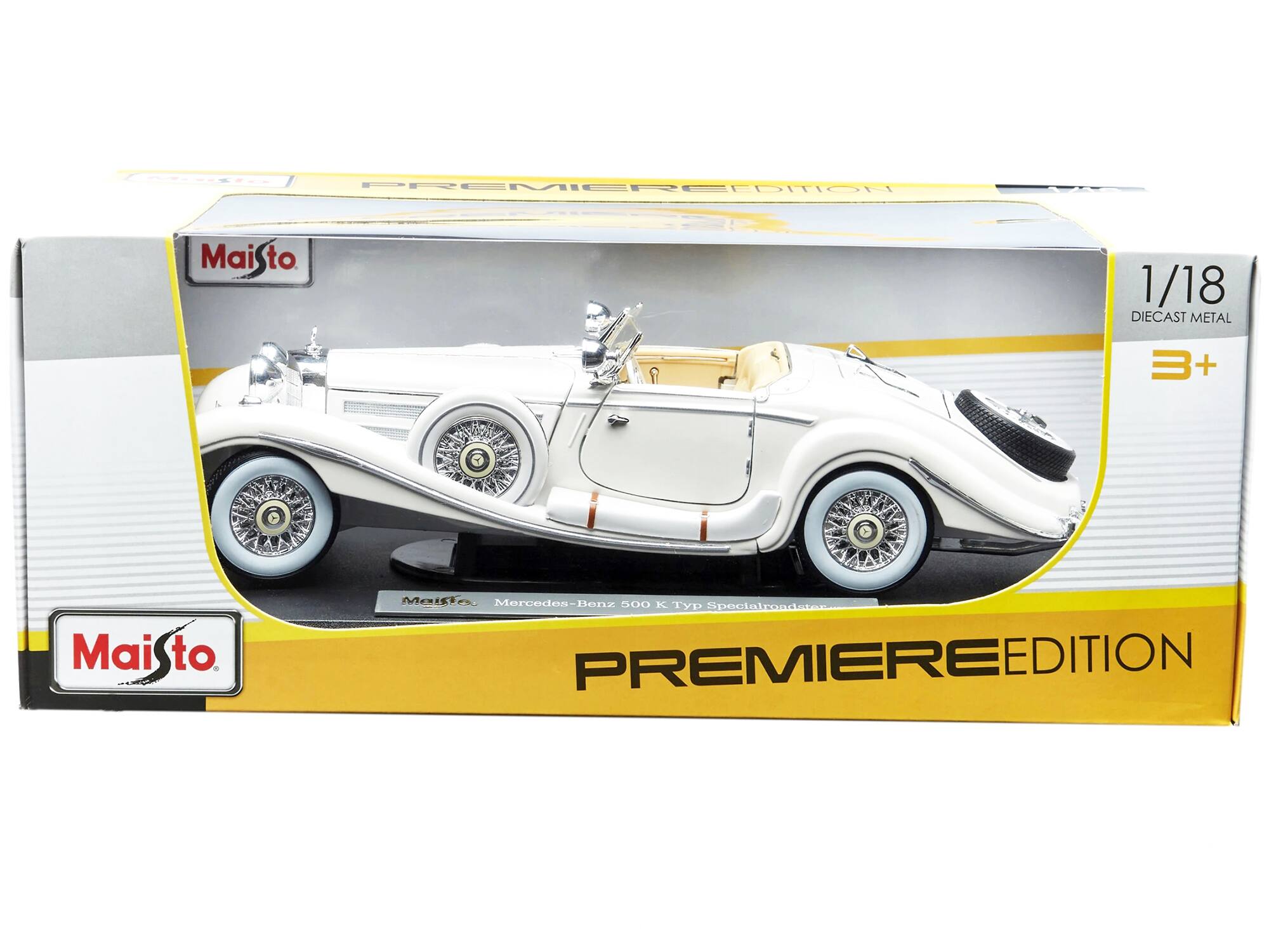 PREMIERE EDITION  
Maisto  
1/18 DIECAST METAL  
3+  
Maisto  
Mercedes-Benz 500 K Typ Specialroadster  
PREMIERE EDITION