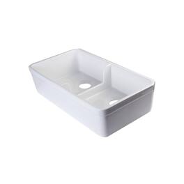 Alfi - brand 32 Short Wall Double Bowl Lip Apron Fireclay Farmhouse Kitchen Sink - White