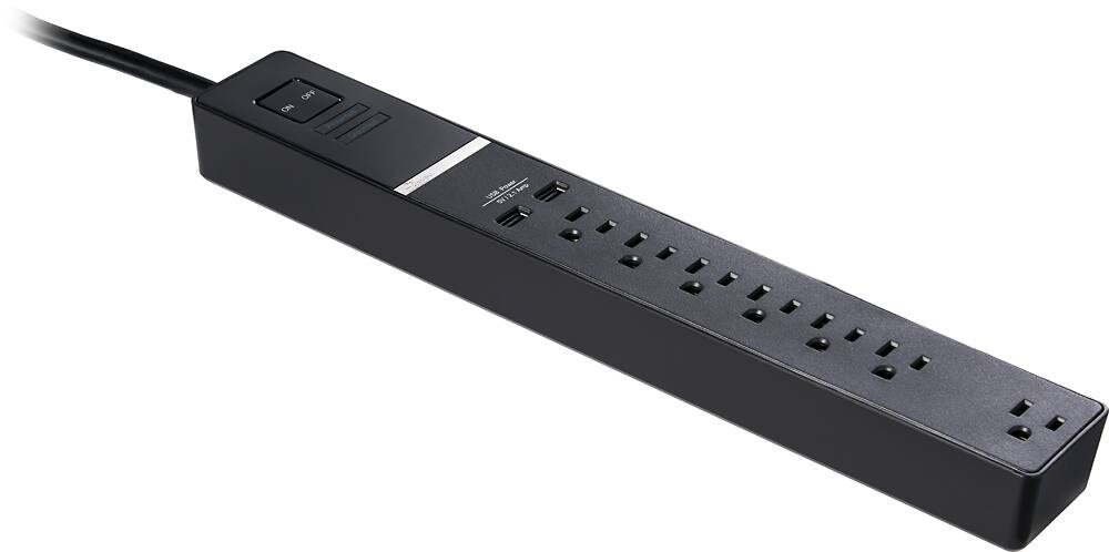 Best Buy: Rocketfish™ 7-Outlet/2-USB Surge Protector with 8' 4K UltraHD ...