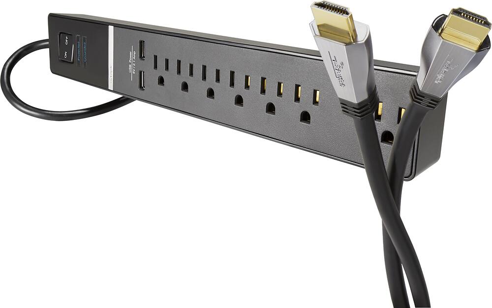 Best Buy: Rocketfish™ 7-Outlet/2-USB Surge Protector With 8' 4K UltraHD ...