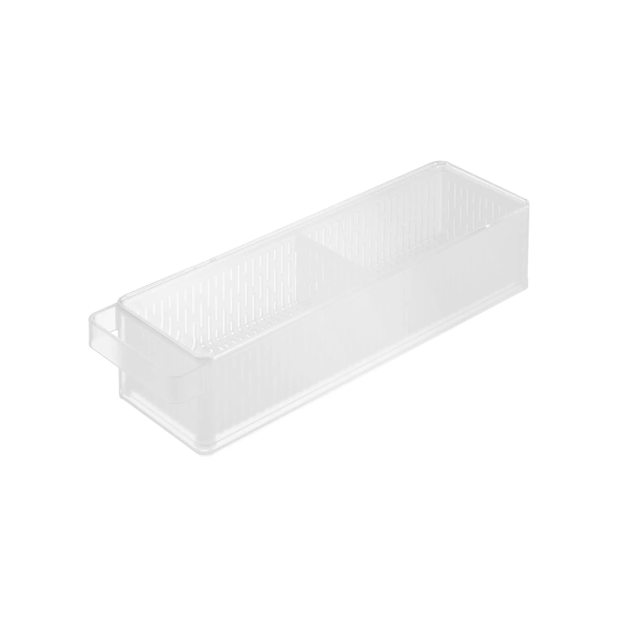 Alt View 2. Yamazaki Home - Refrigerator Colander with Lid & Divider - Clear.
