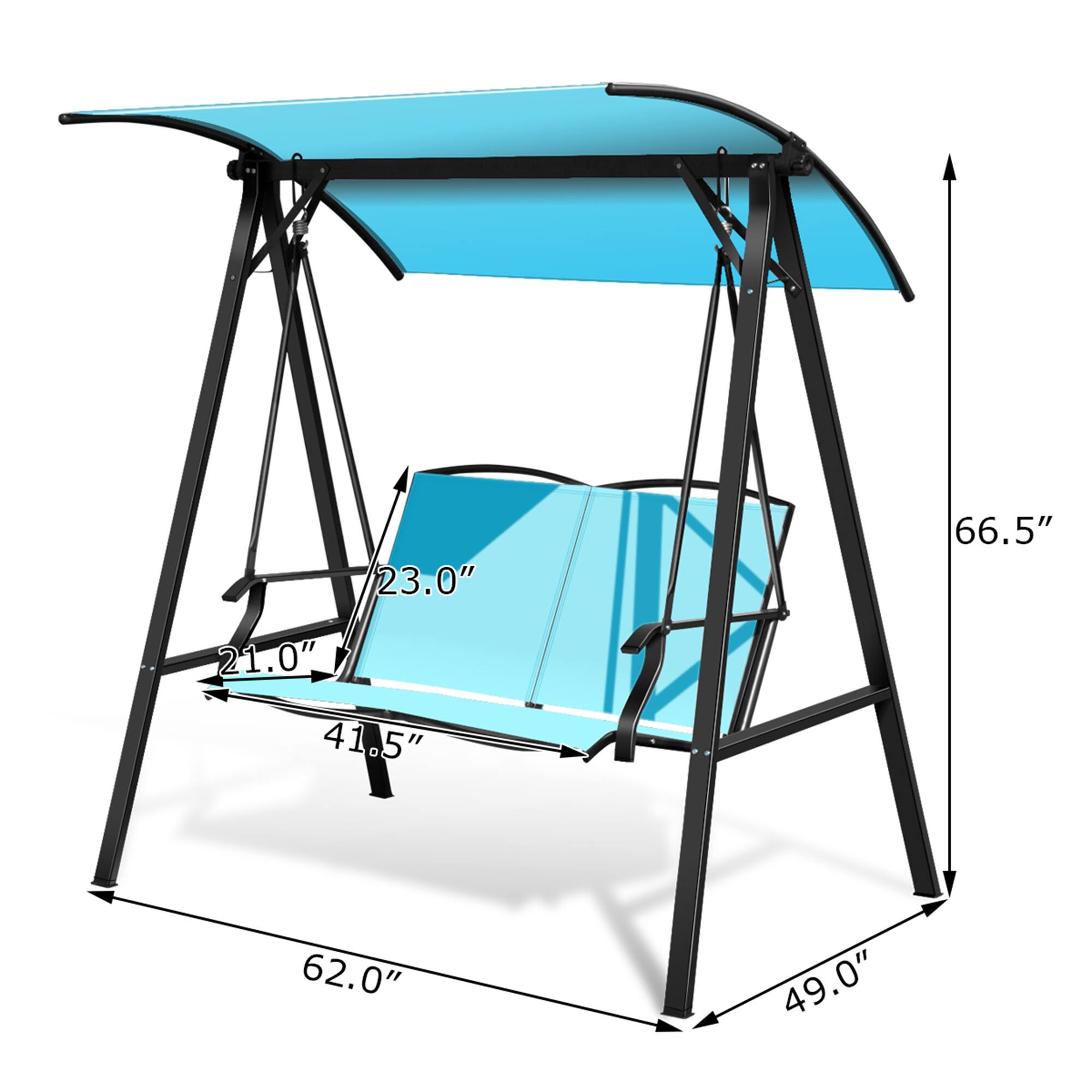Alt View 1. Gymax - Gymax Patio Canopy Swing Outdoor Swing Chair 2-Person Canopy Hammock Turquoise - Turquoise.