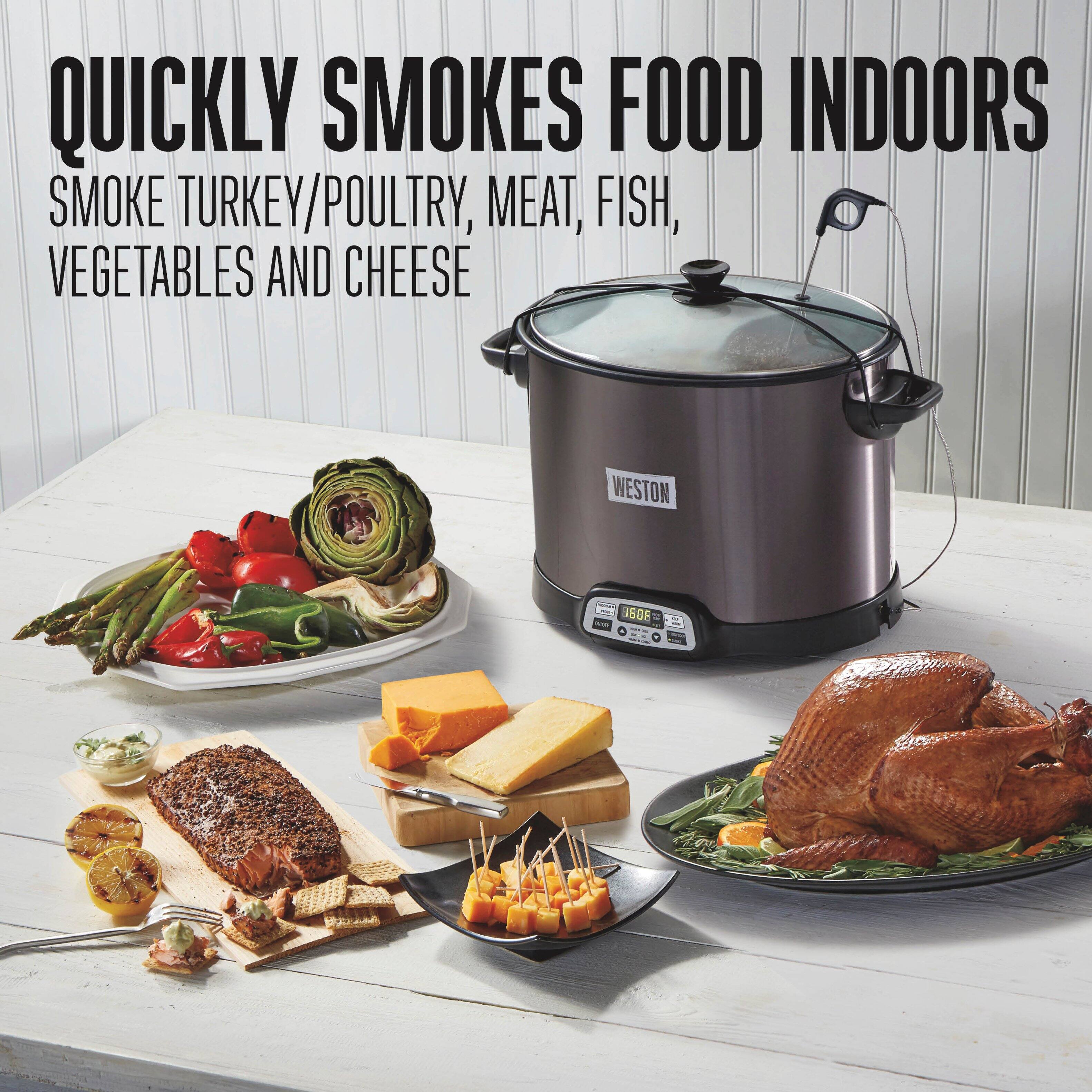 QUICKLY SMOKE FOOD INDOORS  
SMOKE TURKEY/POULTRY, MEAT, FISH, VEGETABLES AND CHEESE