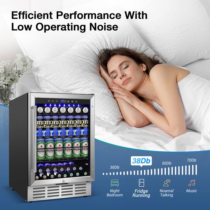 Efficient Performance With Low Operating Noise

30Db - Night Bedroom  
38Db - Fridge Running  
50Db - Noamal Talking  
70Db - Music