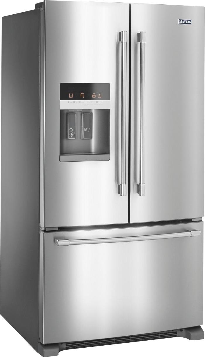 Angle View: Maytag - 24.7 Cu. Ft. French Door Refrigerator - Stainless steel