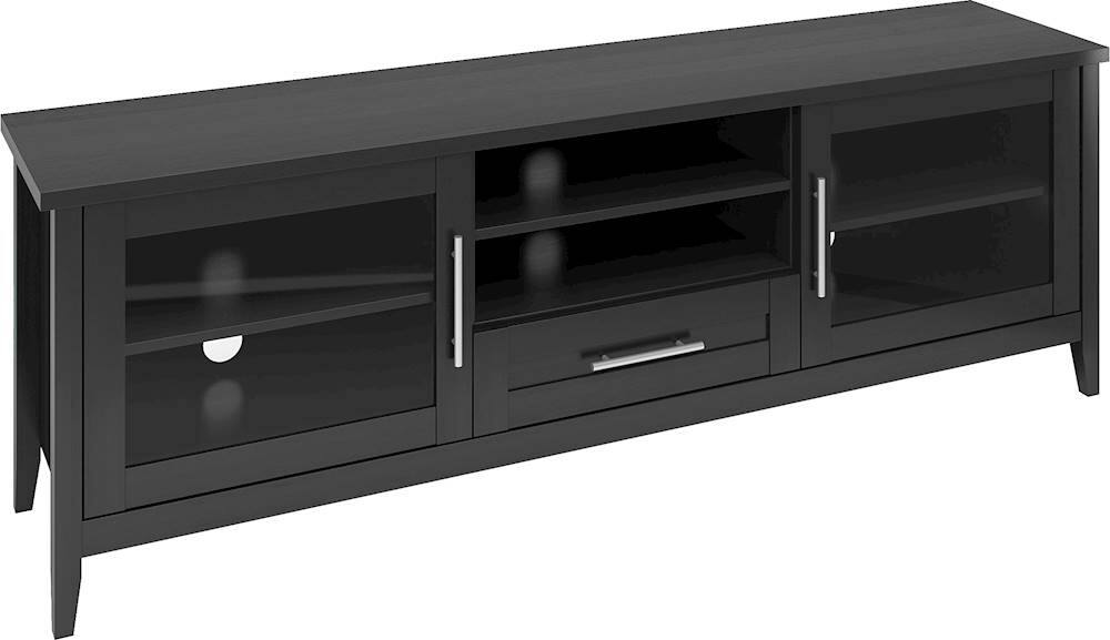 Angle. CorLiving - Jackson Wooden TV Stand, for TVs up to 85" - Black Wood Grain.