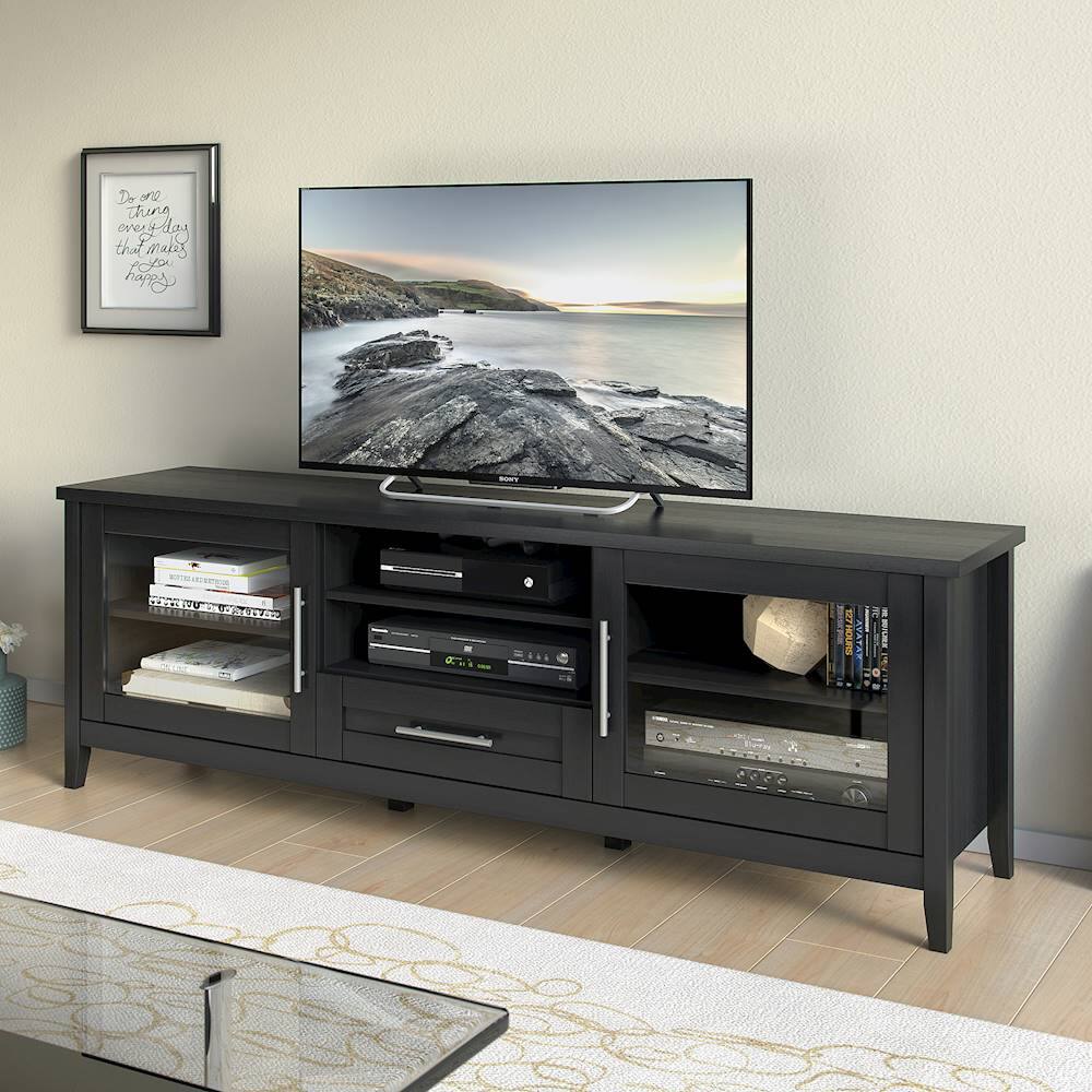 Alt View 11. CorLiving - Jackson Wooden TV Stand, for TVs up to 85" - Black Wood Grain.