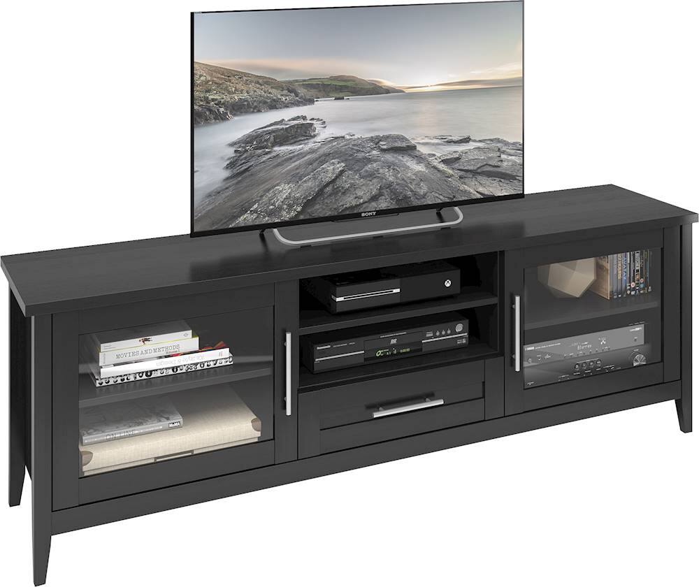Alt View 12. CorLiving - Jackson Wooden TV Stand, for TVs up to 85" - Black Wood Grain.