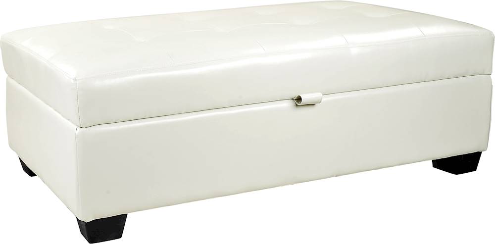 Angle View: CorLiving - Ottoman with Internal Storage - White