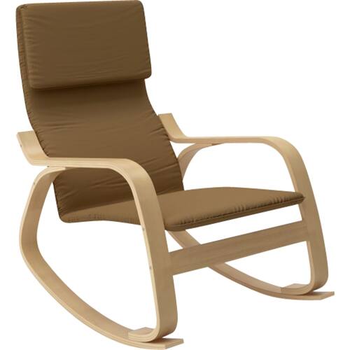 Front. CorLiving - Aquios Bentwood Contemporary Rocking Chair - Natural Wood / Warm Brown.