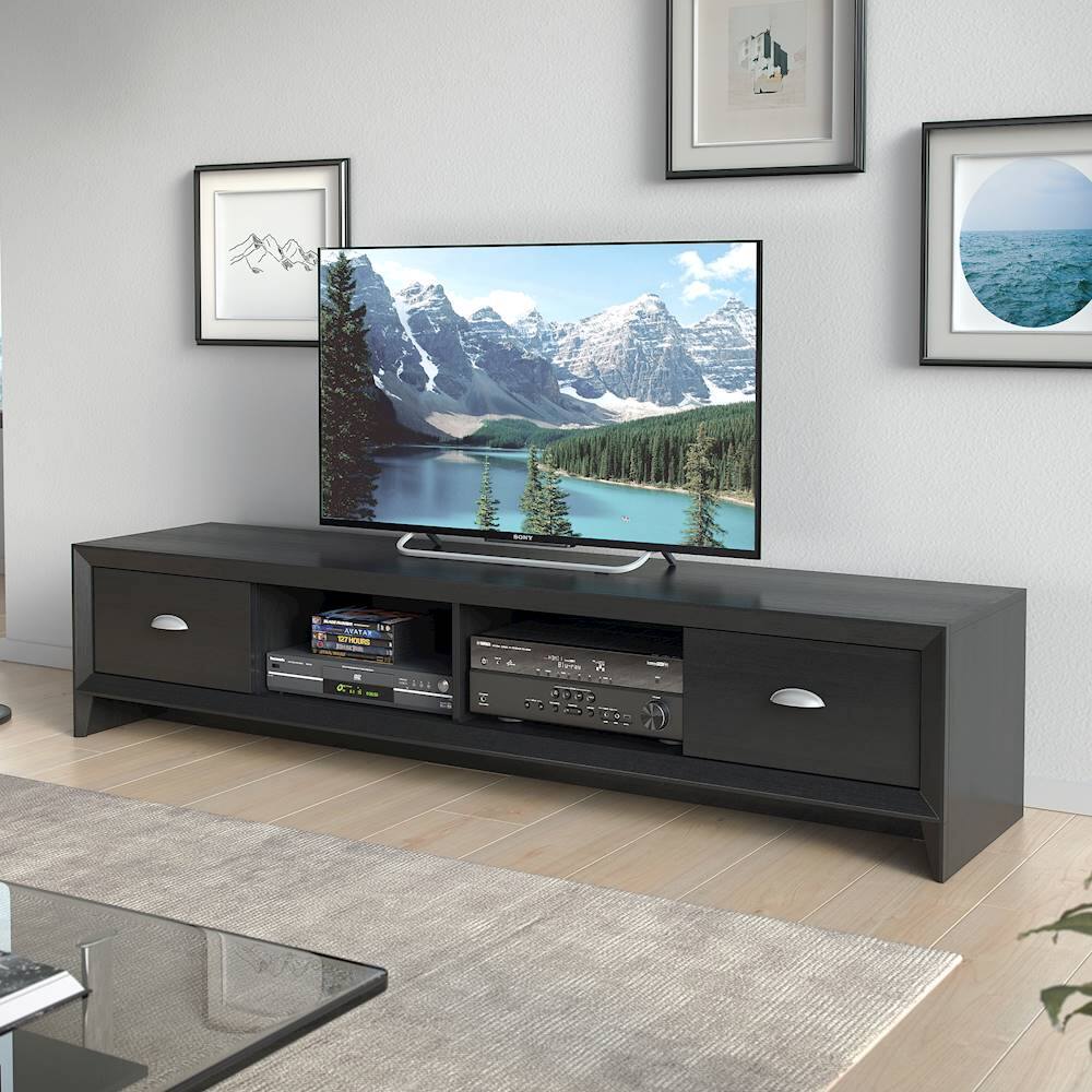 Alt View 11. CorLiving - Lakewood Extra Wide TV Stand, for TVs up to 85" - Black Wood Grain.