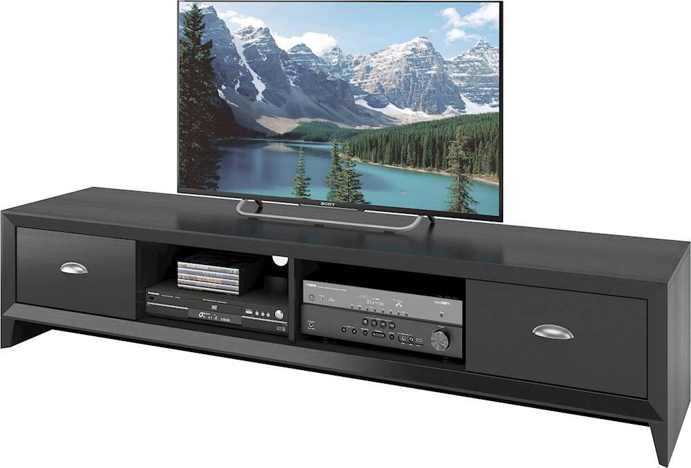 Alt View 13. CorLiving - Lakewood Extra Wide TV Stand, for TVs up to 85" - Black Wood Grain.