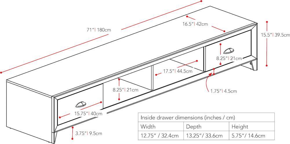 Alt View 14. CorLiving - Lakewood Extra Wide TV Stand, for TVs up to 85" - Black Wood Grain.