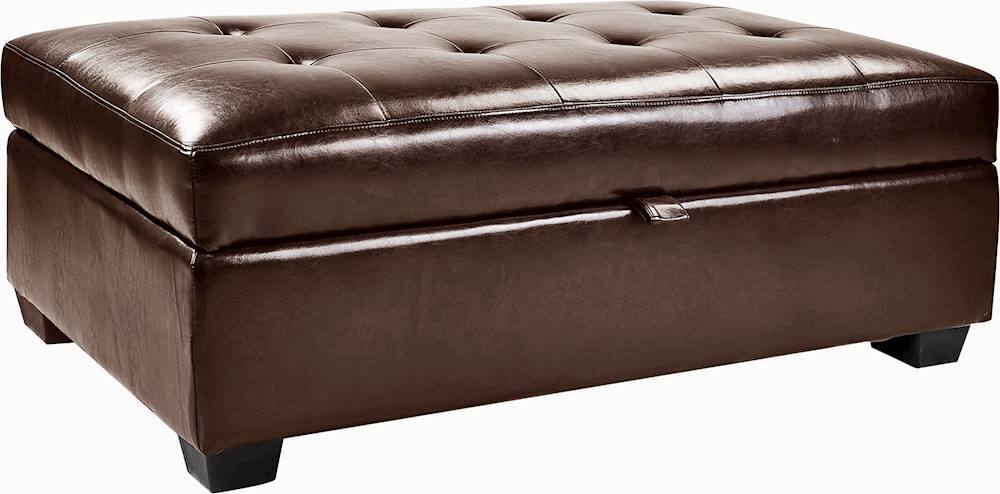 Angle View: CorLiving - Ottoman with Internal Storage - Brown