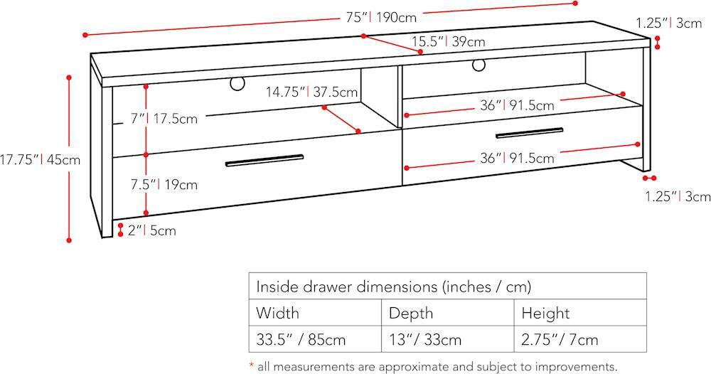 Alt View 14. CorLiving - Fernbrook TV Stand, for TVs up to 95" - Black Faux Wood Grain.
