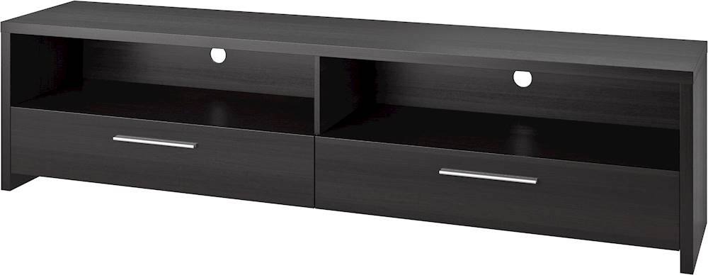 Left. CorLiving - Fernbrook TV Stand, for TVs up to 95" - Black Faux Wood Grain.