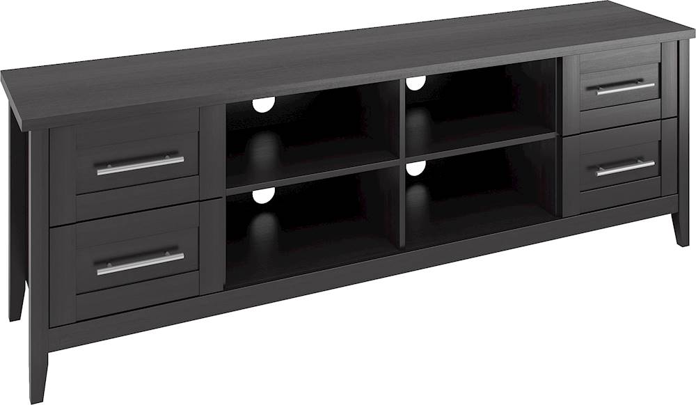 Angle View: CorLiving - Jackson Wooden Extra Wide TV Stand, for TVs up to 85" - Black Wood Grain