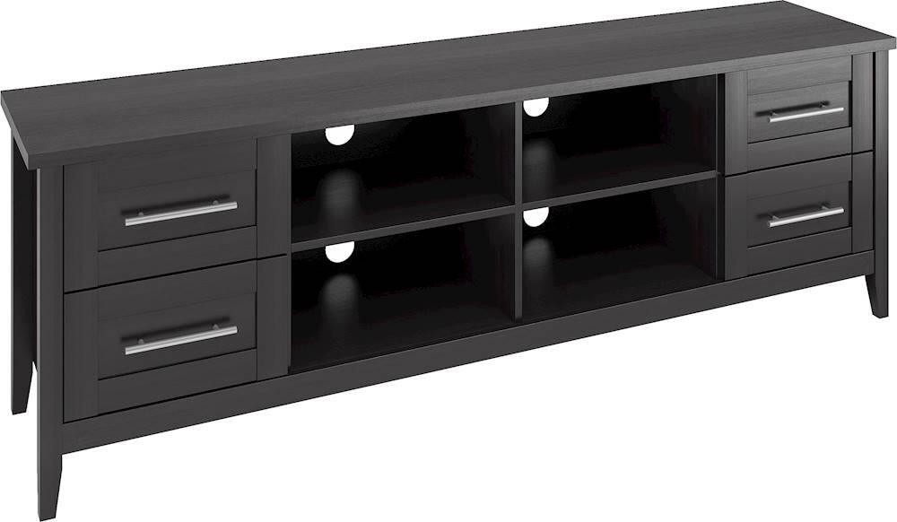 Angle. CorLiving - Jackson Wooden Extra Wide TV Stand, for TVs up to 85" - Black Wood Grain.
