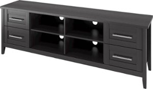 CorLiving - Jackson Wooden Extra Wide TV Stand, for TVs up to 85" - Black Wood Grain - Front_Zoom