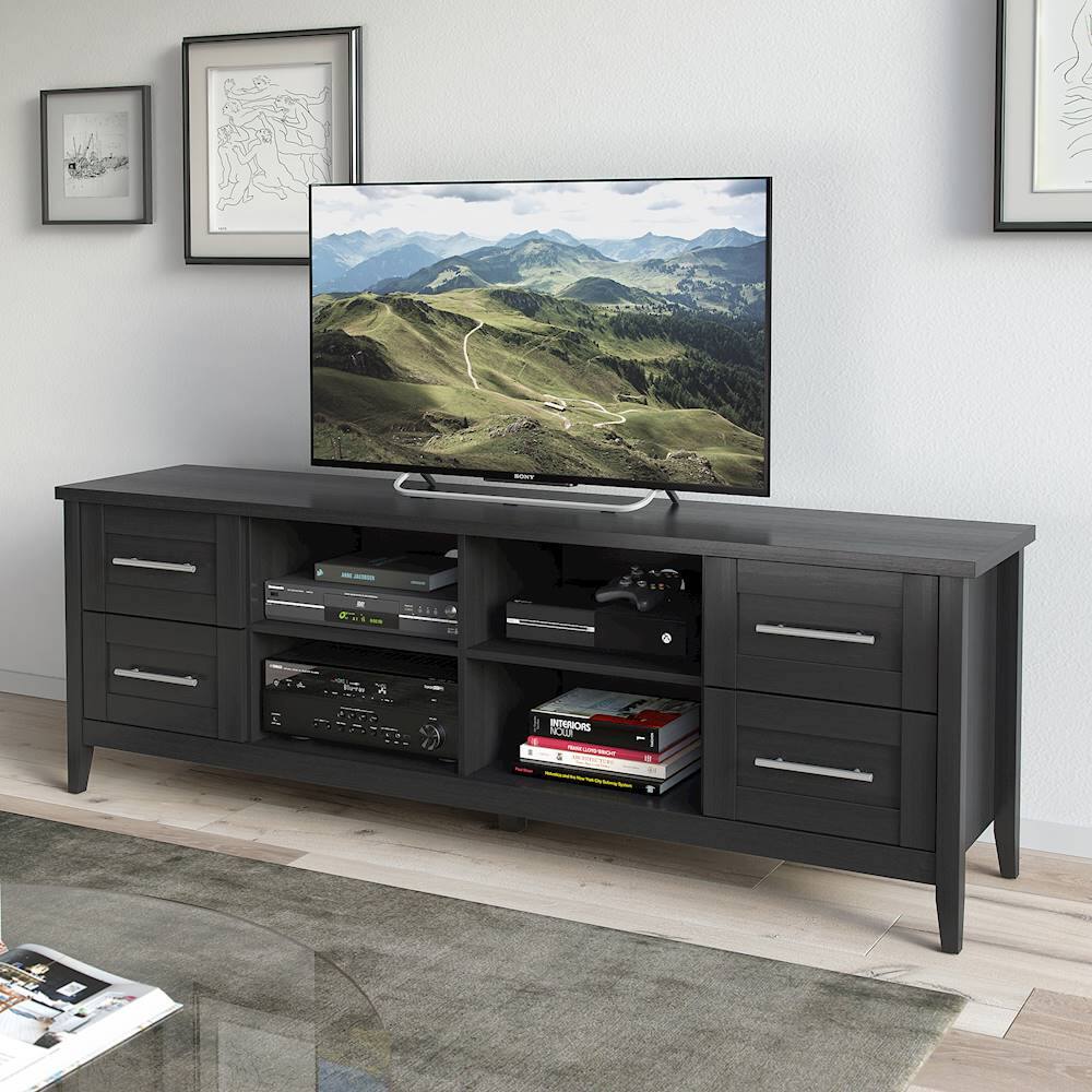 Alt View 11. CorLiving - Jackson Wooden Extra Wide TV Stand, for TVs up to 85" - Black Wood Grain.