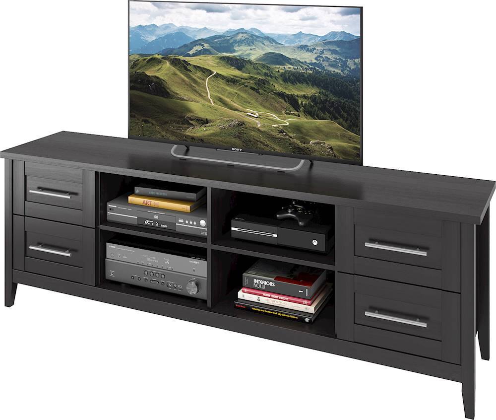 Alt View 13. CorLiving - Jackson Wooden Extra Wide TV Stand, for TVs up to 85" - Black Wood Grain.
